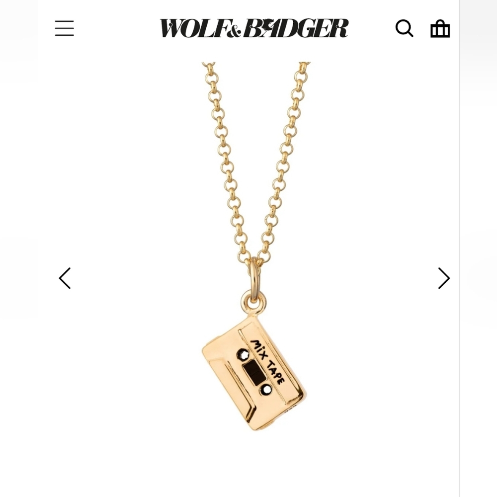 NWOT, Wolf & Badger, Scream Pretty Mixtape gold necklace, NWOT